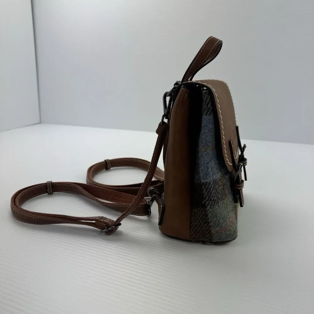 Islander Jura Mini Backpack Harris Tweed Tartan Vegan Leather Scotland NWOT